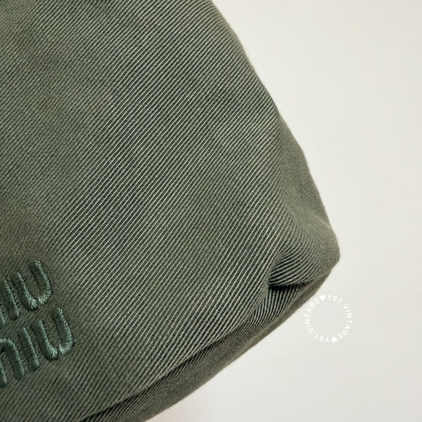 Pre-owned MiuMiu Gabardine Pouch - Olive Green