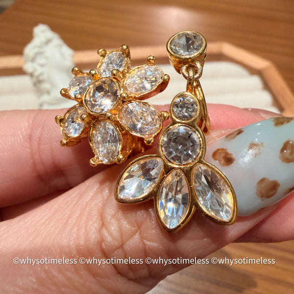 Vintage Monet 1980’s Rhinestones Bloom & Buzz Ear Clips
