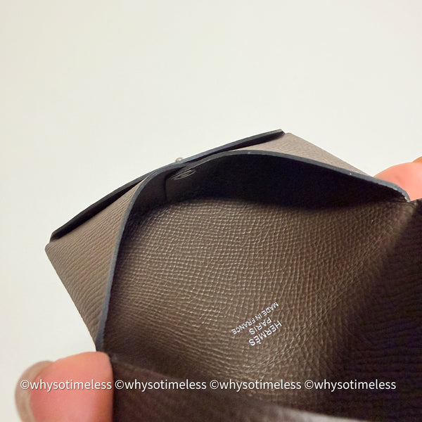 Pre-owned 2023's Hermès Calvi Card Holder - Ébène