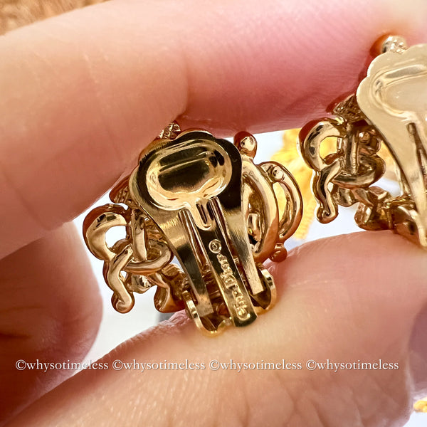 Vintage Dior Gold-Finish Metal Pumpkin Car Ear Clips