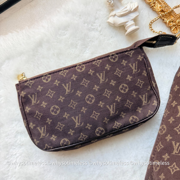 Vintage LV Monogram Denim Bucket Bag - Chocolate Brown