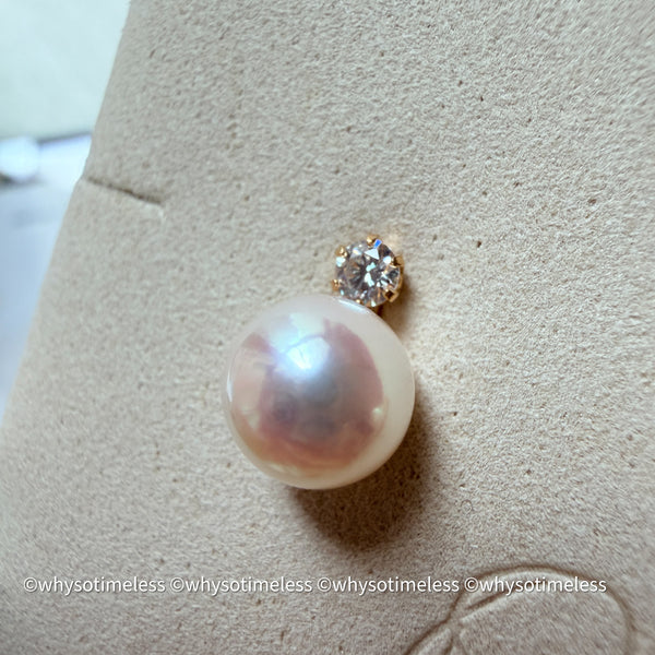 7.8mm Akoya PSL 天女 Diana 18KYG Earrings, D0.20ct