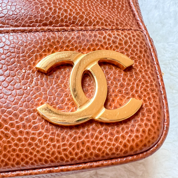 Vintage Chanel Coco Mark Caviar Shoulder Bag - Caramel Brown