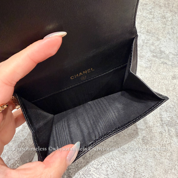 Vintage Chanel 2004-05'S Caviar Coco Short Wallet - Black 006