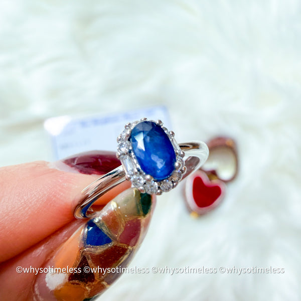 Natural Sapphire Zircon Silver Ring - Eugene