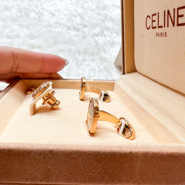 CELINE Horse Carriage Cufflinks Set with Original Box