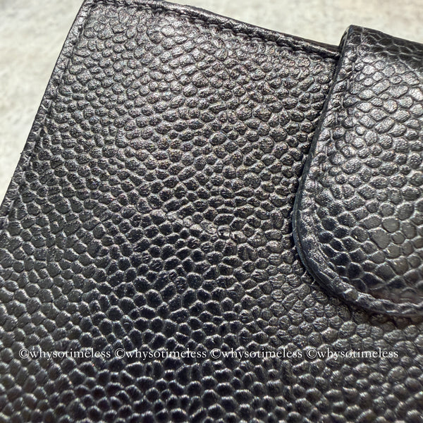 Vintage Chanel 2004-05'S Caviar Coco Short Wallet - Black 006