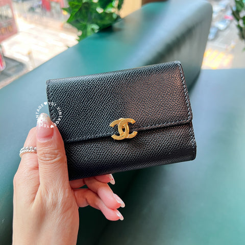 【古物拍賣 - 5 Sep】Vintage Chanel Caviar Coco Lock Card Holder - Black