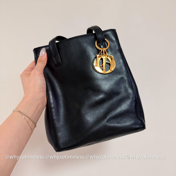 Vintage Lady Dior Shoulder Bag in Calf Leather - Black