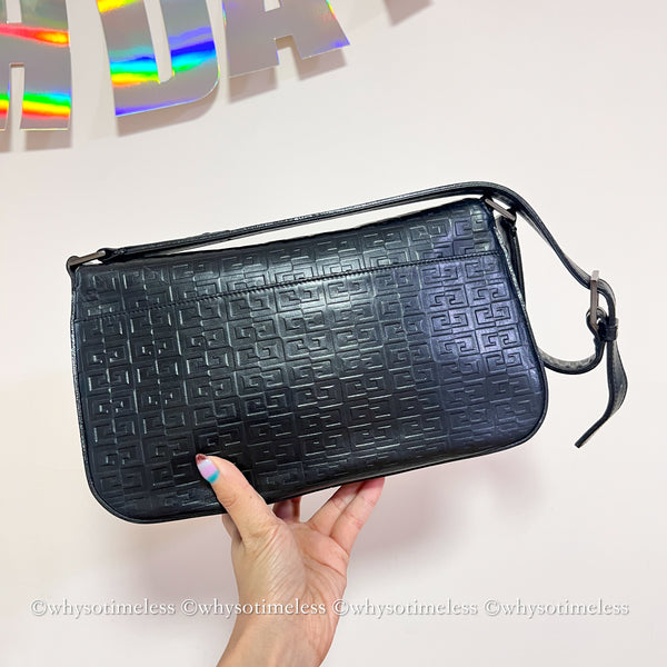 Vintage Givenchy Monogram Box Hobo - Black (Made in Japan)