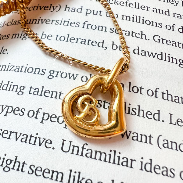 Vintage Dior Gold-Finish Metal Heart Shape CD Necklace