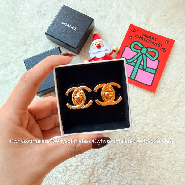 Vintage Chanel Turn-lock Coco Mark Ear Clips - 96A Size L