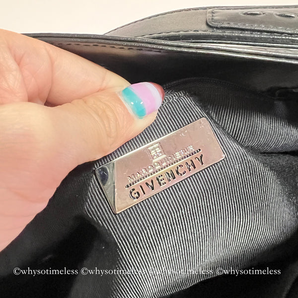 Vintage Givenchy Monogram Box Hobo - Black (Made in Japan)