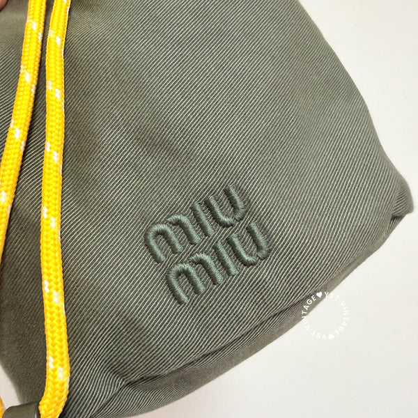 Pre-owned MiuMiu Gabardine Pouch - Olive Green