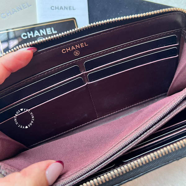 Pre-owned Chanel 2014's Caviar Long Wallet - Black