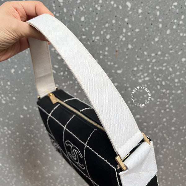 Vintage Chanel Canvas Hobo Bag - Black