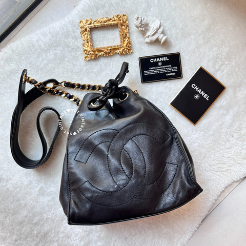 Vintage Chanel Bucket Bag - Black