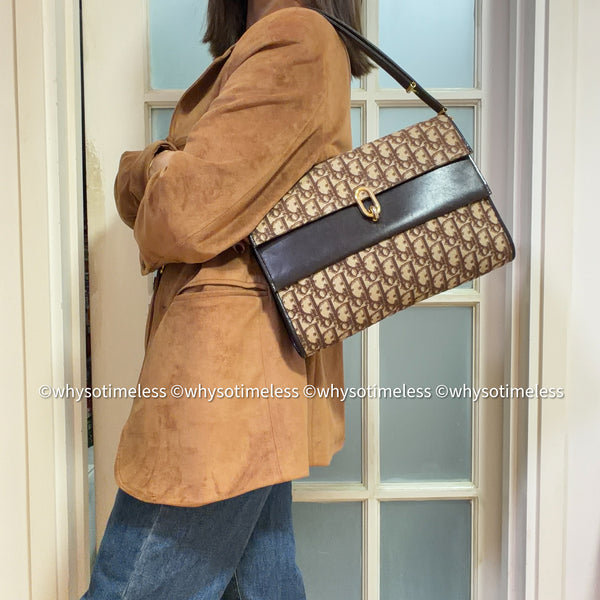 Vintage Dior Oblique 2-way Bag - Brown