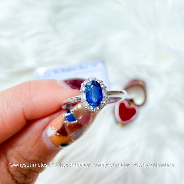 Natural Sapphire Zircon Silver Ring - Eugene