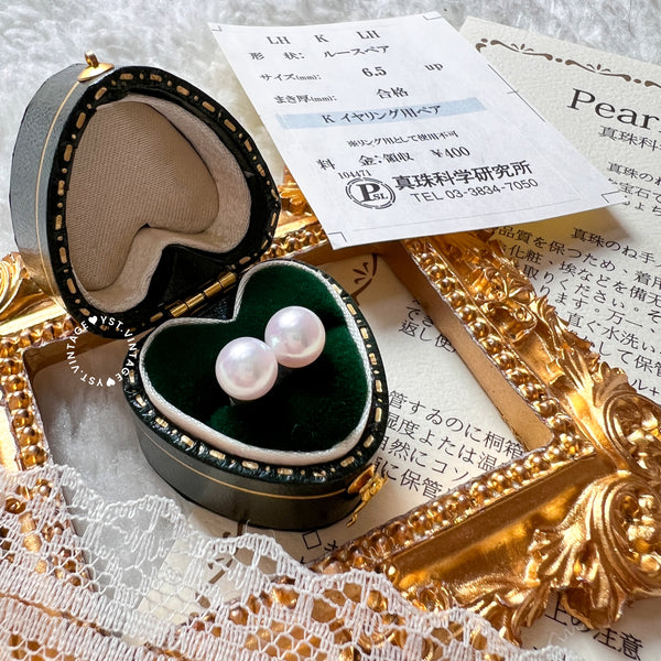 / pre-order / Japanese 6-6.5mm Akoya Rose 18KYG Earrings with PSL mini card