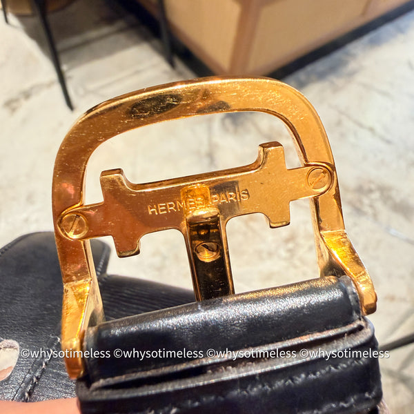 Vintage HERMÈS 1978’s Brevete H Belt Buckle & Reversible Leather Strap - GHW
