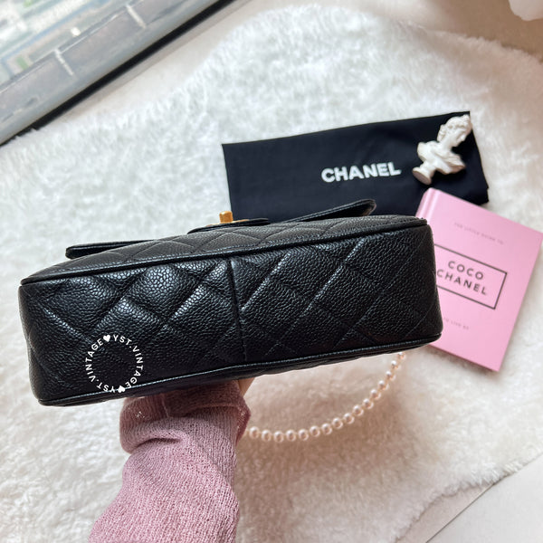 Vintage CHANEL Caviar Camera Bag with Golden Ball - Black