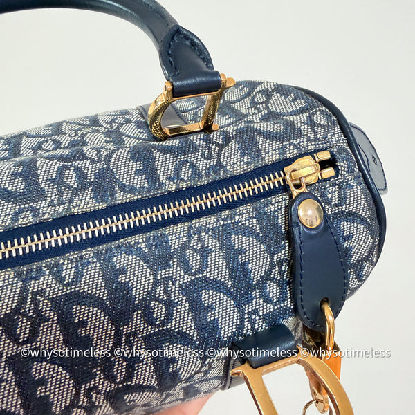 Vintage Dior Trotter 25cm Boston Bag - Navy 002