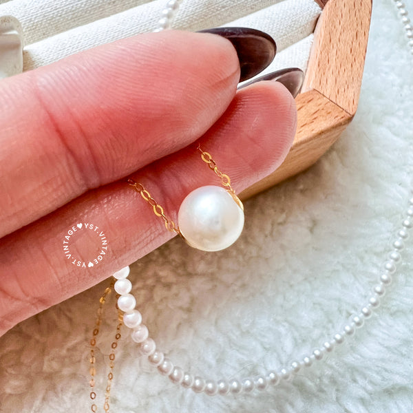 【Christmas Special】 Japanese 18KYG Akoya Pearl Necklace and 3-3.5mm Fresh Water Baby Pearl Set