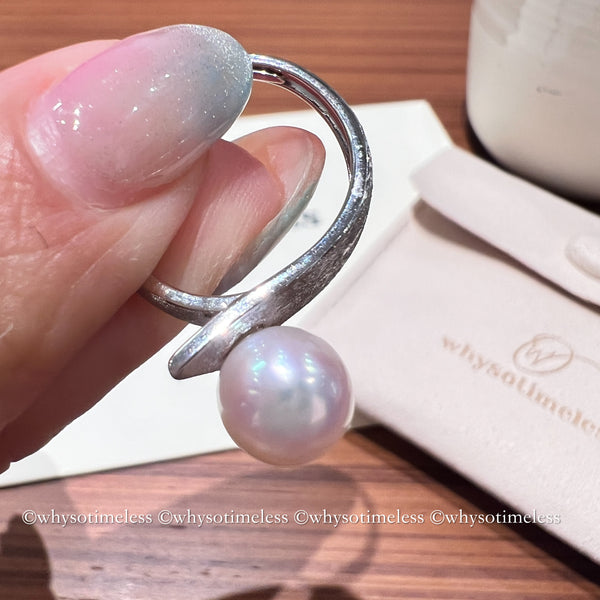 Japanese 8-8.5mm Akoya Silver Ring