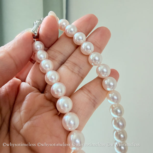 8.5-9mm Akoya SS-花珠 Necklace PSL Cert