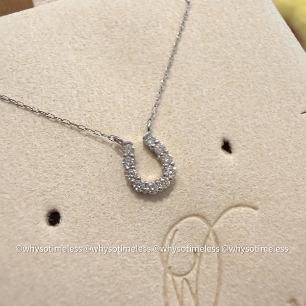 0.10ct Natural Diamond Horseshoe Shape PT Necklace