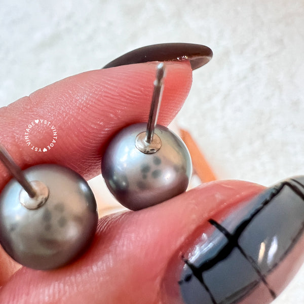 9-10mm 大溪地 Tahitian Pearl 18KPT900 Earrings - Ocean Blue