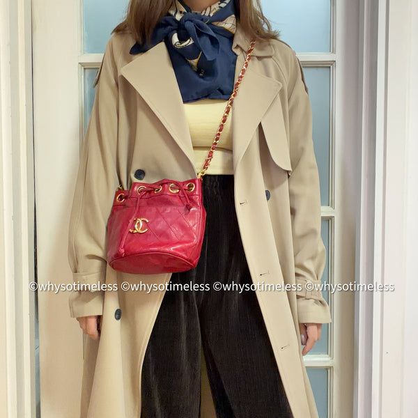 Vintage Chanel Mini Bucket Bag - Red