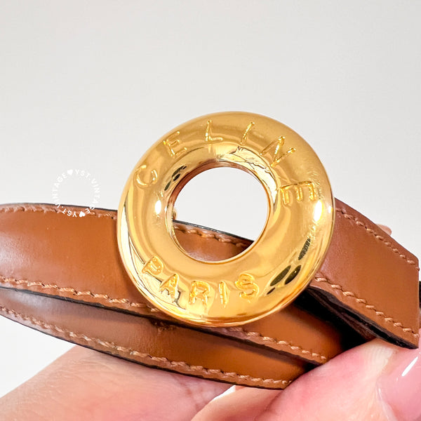 Vintage CELINE Donut Belt - Caramel Brown*Gold