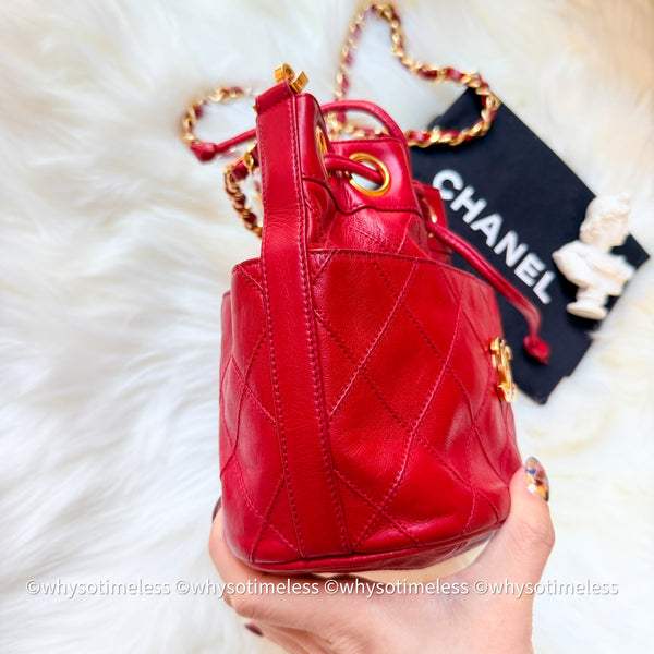 Vintage Chanel Mini Bucket Bag - Red