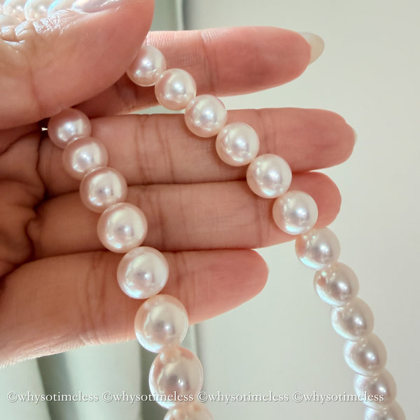 8.5-9mm Akoya SS-花珠 Necklace PSL Cert