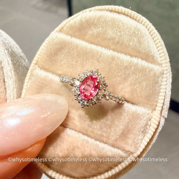 Natural Padparadscha Diamond PT900 Ring - Lotus