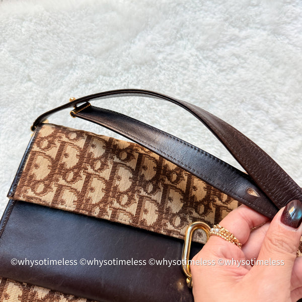 Vintage Dior Oblique 2-way Bag - Brown