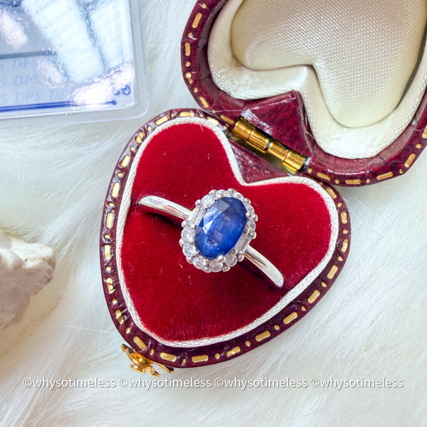 Natural Sapphire Zircon Silver Ring - Eugene