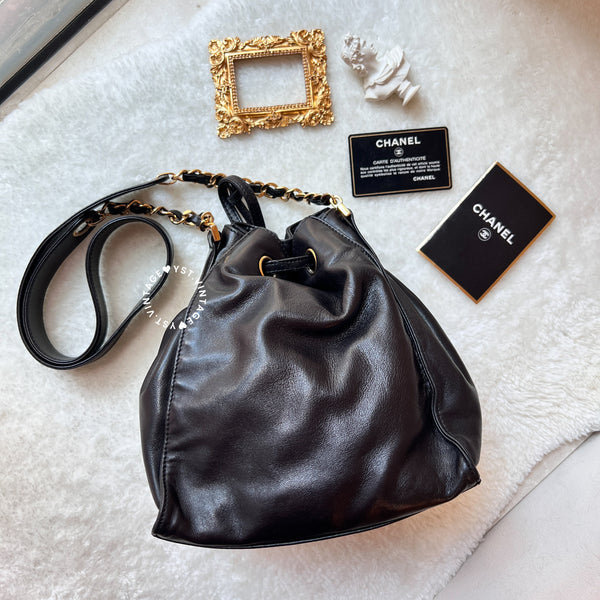 Vintage Chanel Bucket Bag - Black