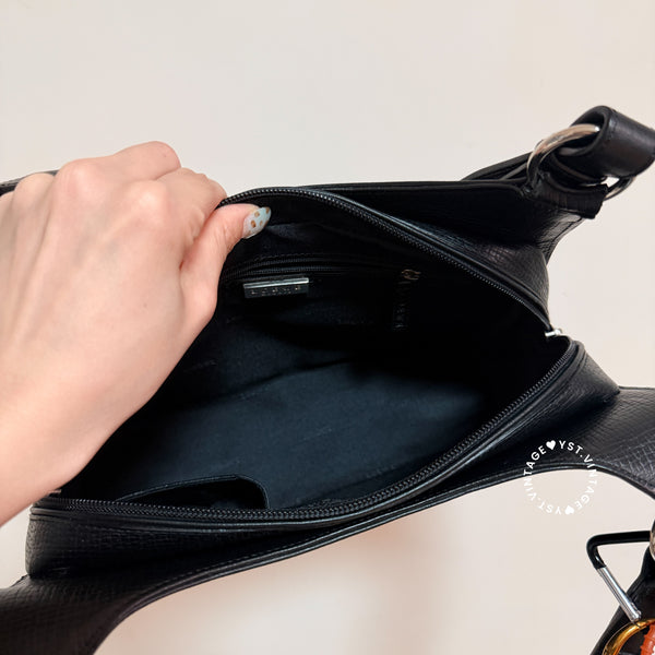 Vintage Loewe Croissant Shoulder Bag - Black