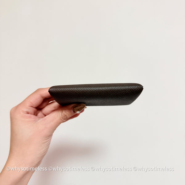 Pre-owned 2023's Hermès Calvi Card Holder - Ébène