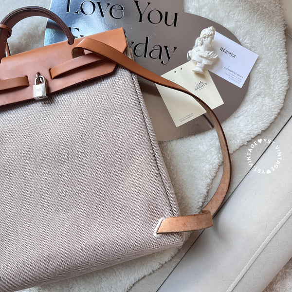 Vintage Hermès 2003 Herbag Ado Backpack PM - Beige