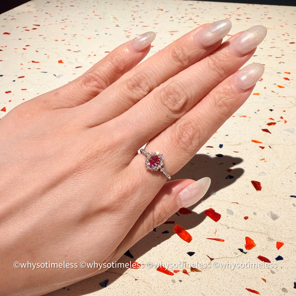 Natural Padparadscha Diamond PT900 Ring - Lotus