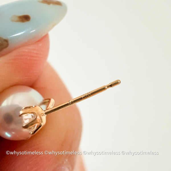 7.8mm Akoya PSL 天女 Diana 18KYG Earrings, D0.20ct