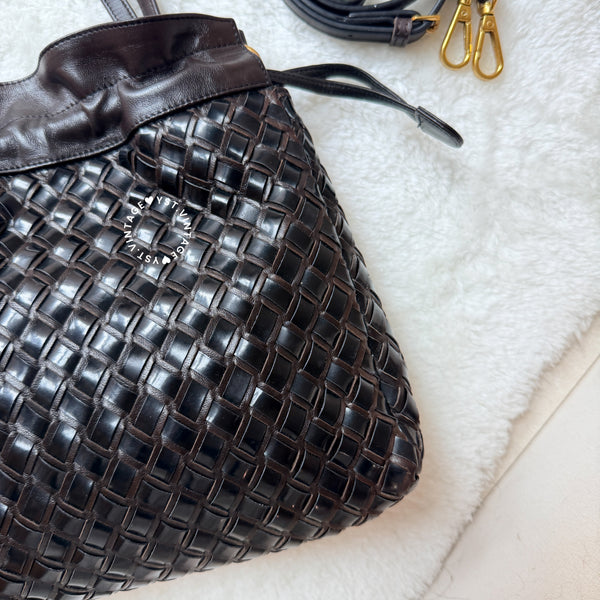 Vintage Bally Intrecciato Handbag - Chocolate Brown