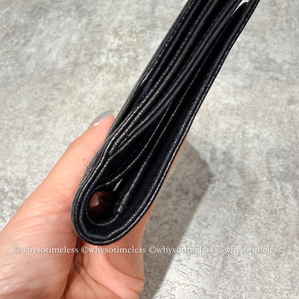 Vintage Chanel 2004-05'S Caviar Coco Short Wallet - Black 006