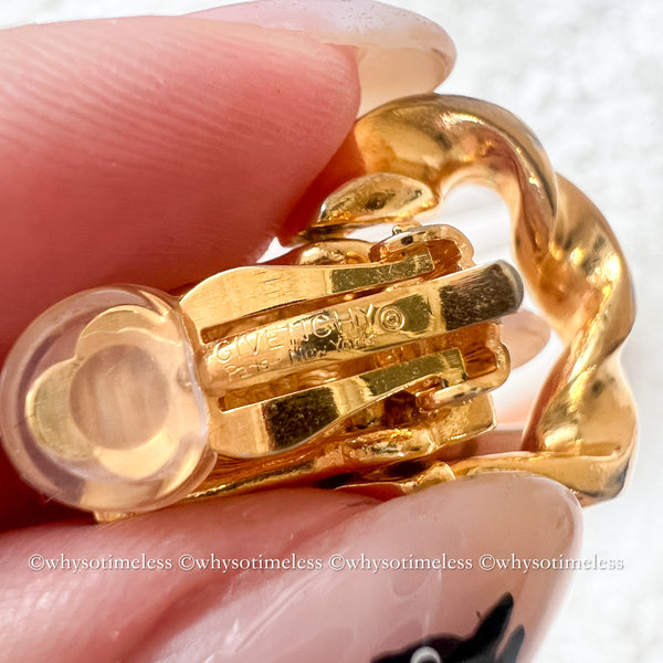 Vintage Givenchy Twist 24KGP Ear Clips