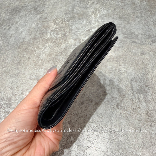 Vintage Chanel 2004-05'S Caviar Coco Short Wallet - Black 006