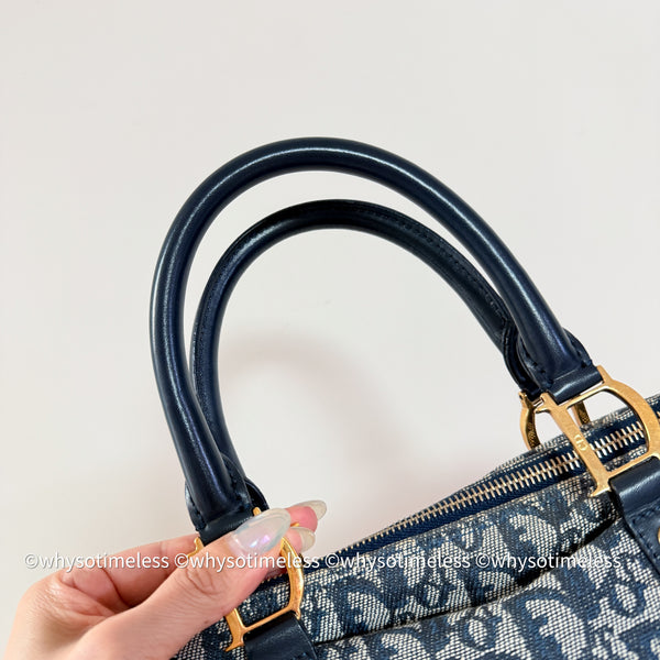Vintage Dior Trotter 25cm Boston Bag - Navy 002